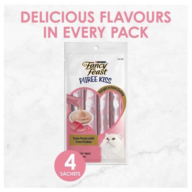 Fancy Feast Puree Kiss Tuna Puree with Tuna Flakes Cat Treats