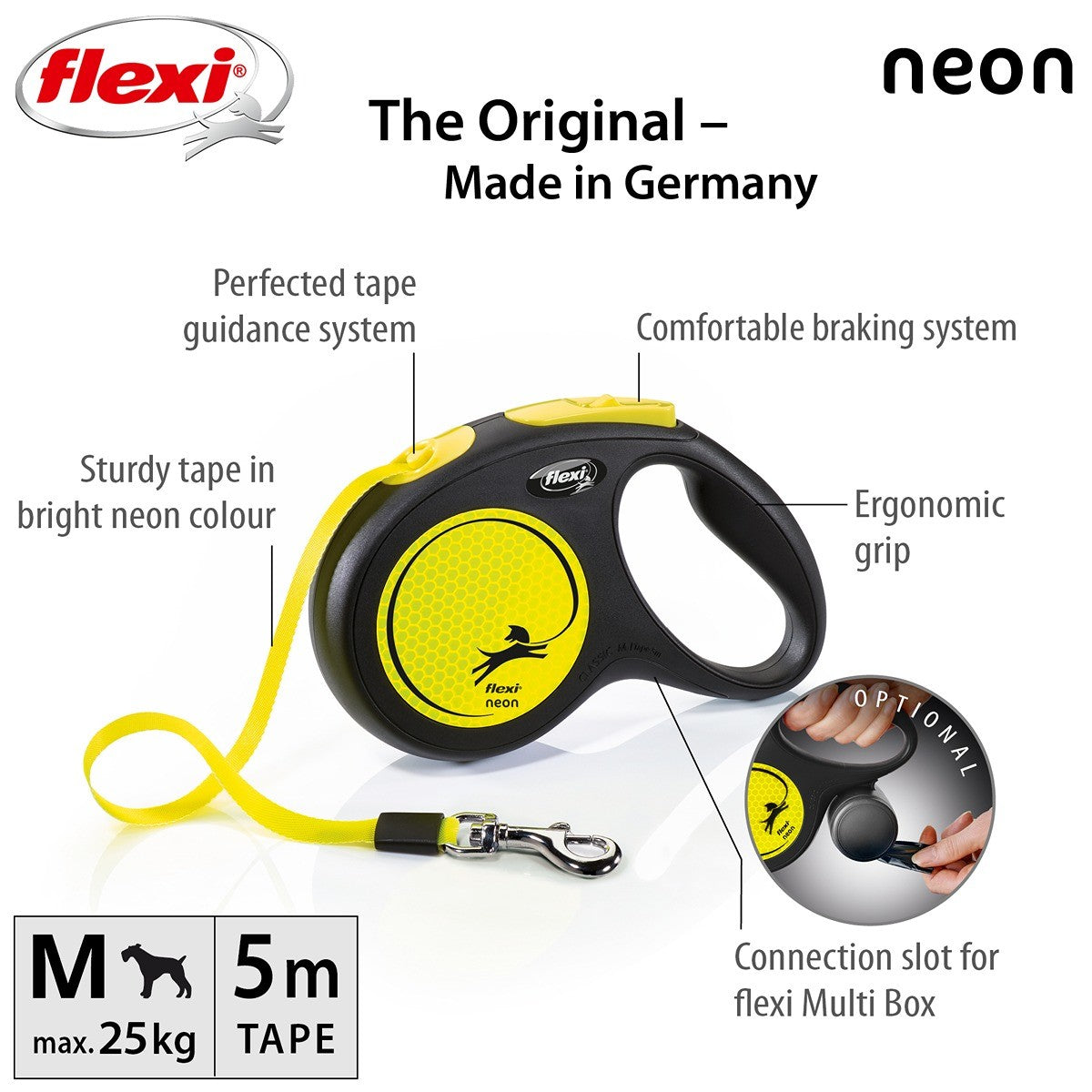 Flexi New Classic Neon Tape Retractable Lead 5m