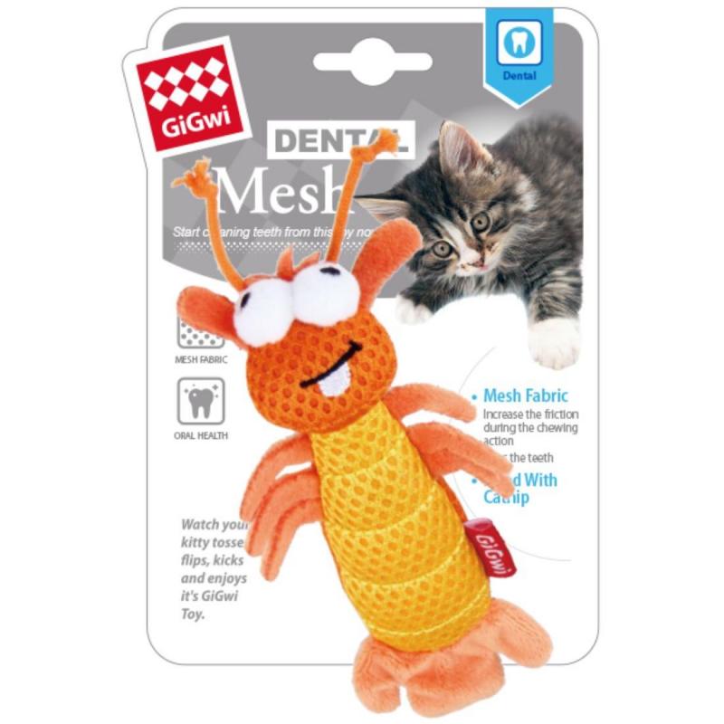 GiGwi Dental Mesh Shrimp Catnip Cat Toy