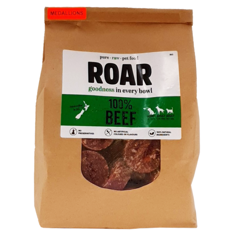 ROAR Raw Frozen Beef Medallions Dog Food