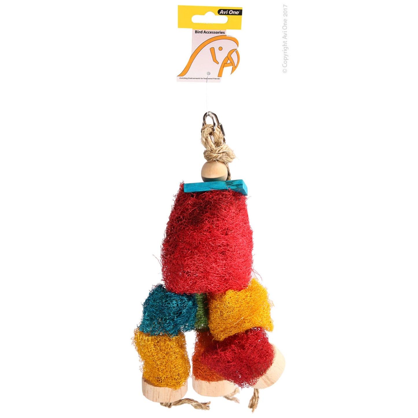 Avi One Loofah Discs With Wood Bird Toy