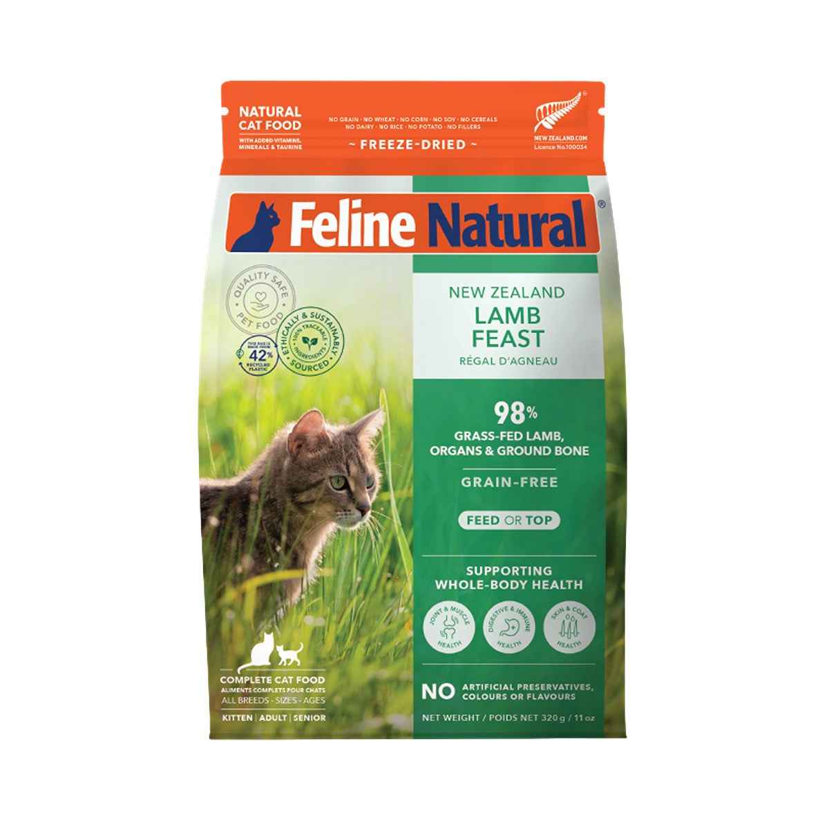 Feline Natural Grain-Free Freeze-Dried NZ Lamb Feast Cat Food