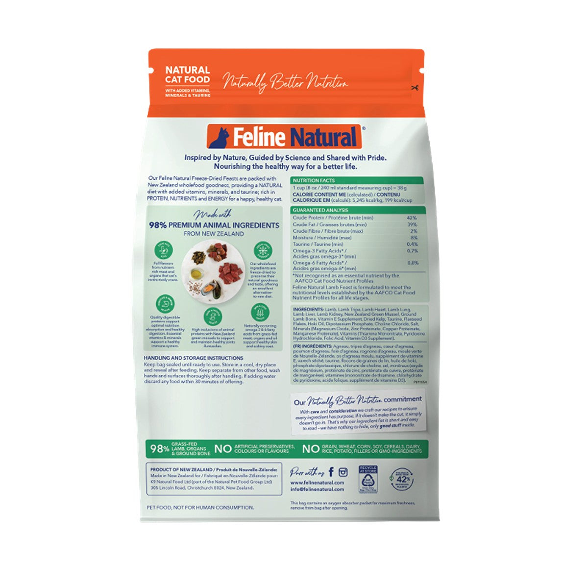 Feline Natural Grain-Free Freeze-Dried NZ Lamb Feast Cat Food