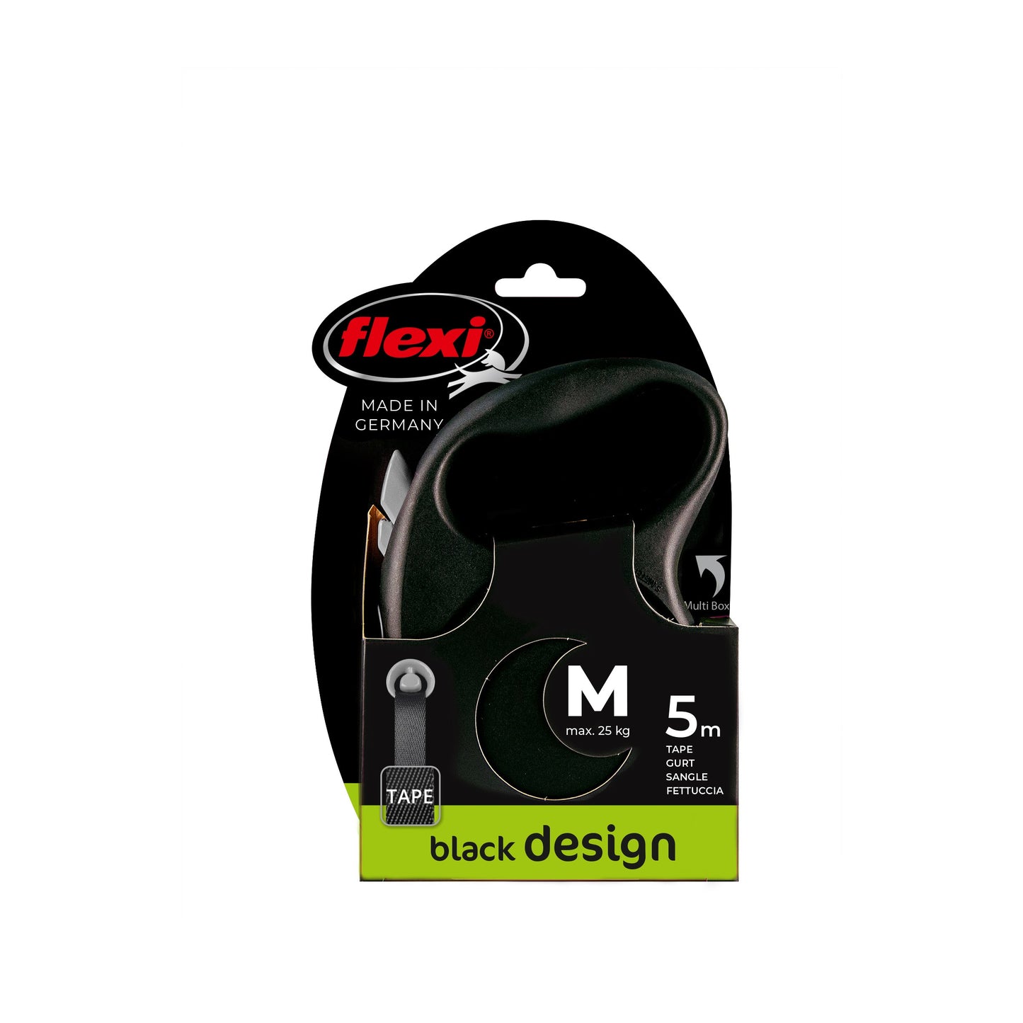 Flexi Black Design Tape Retractable Leash 5m