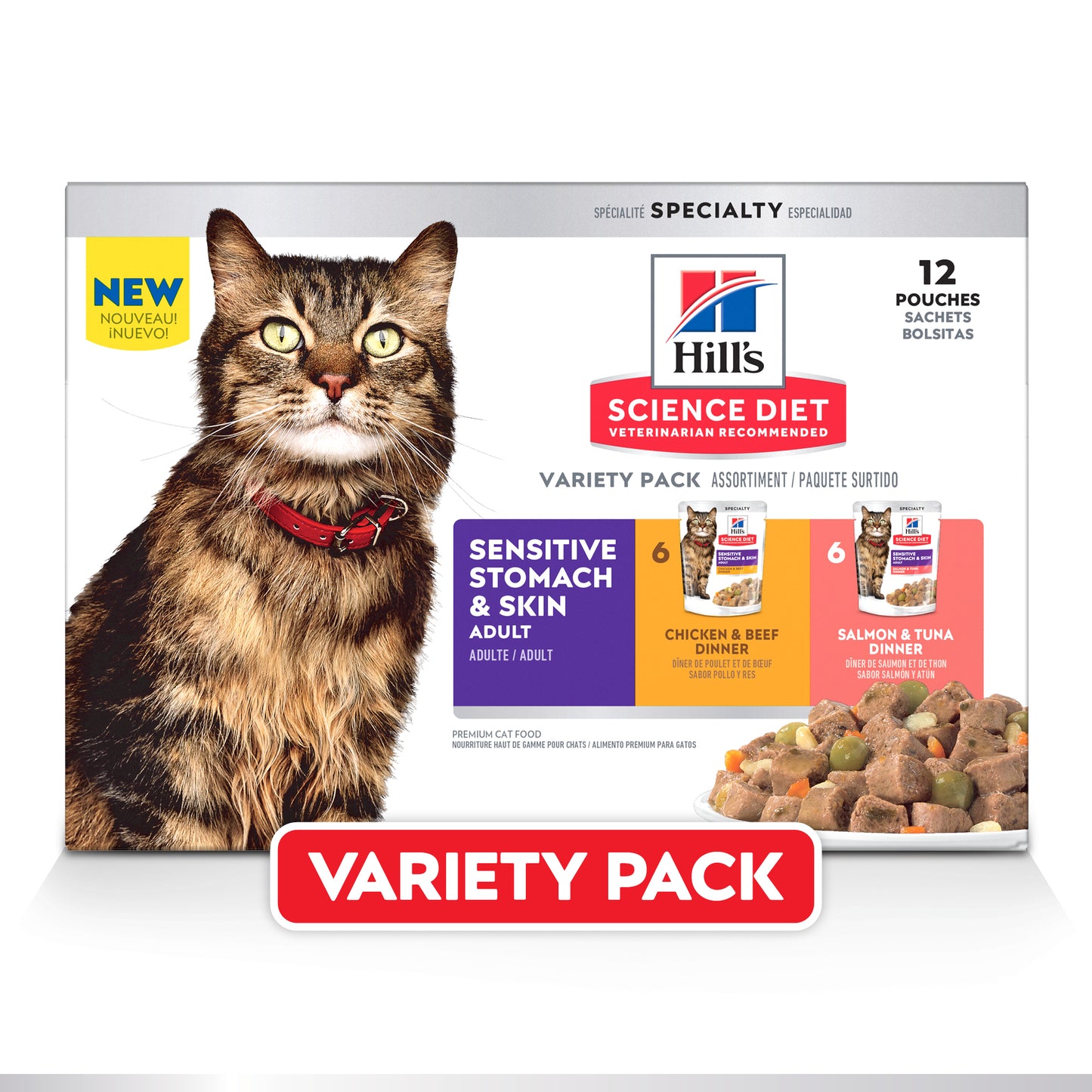 Hill’s Science Diet Adult Sensitive Skin & Stomach Variety Pack Wet Cat Food Pouches