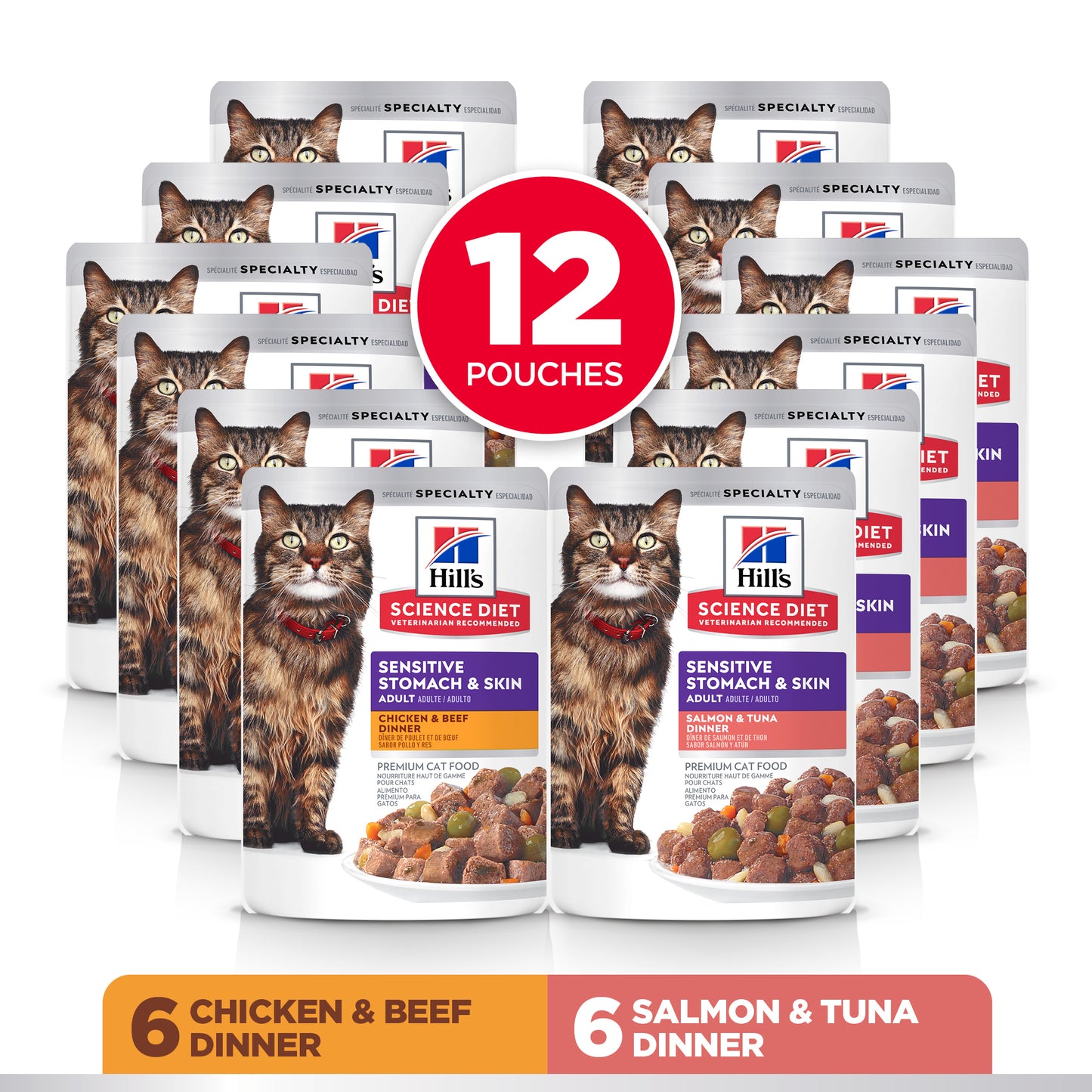 Hill’s Science Diet Adult Sensitive Skin & Stomach Variety Pack Wet Cat Food Pouches