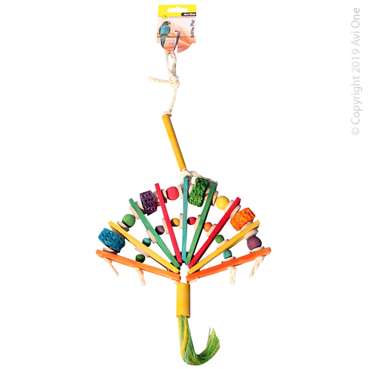 Avi One Wooden Fan With Beads Bird Toy