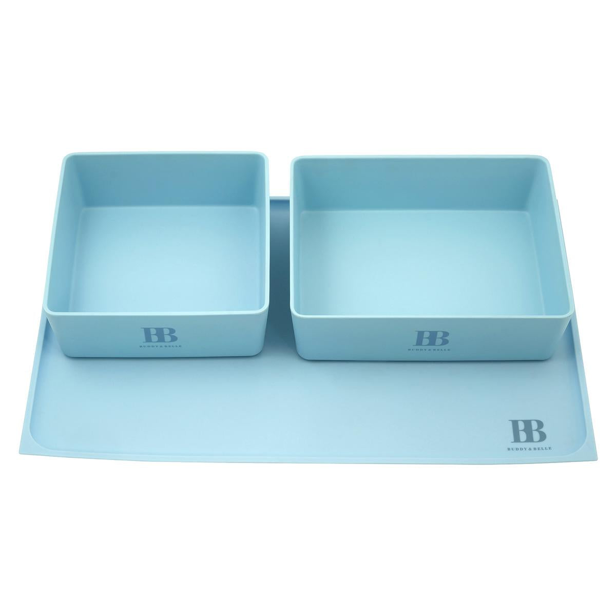 Buddy & Belle Rectangular Pet Bowl Sea Blue