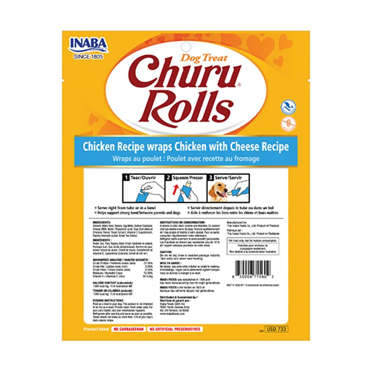 Inaba Dog Churu Rolls Chicken with Cheese Recipe Dog Treat