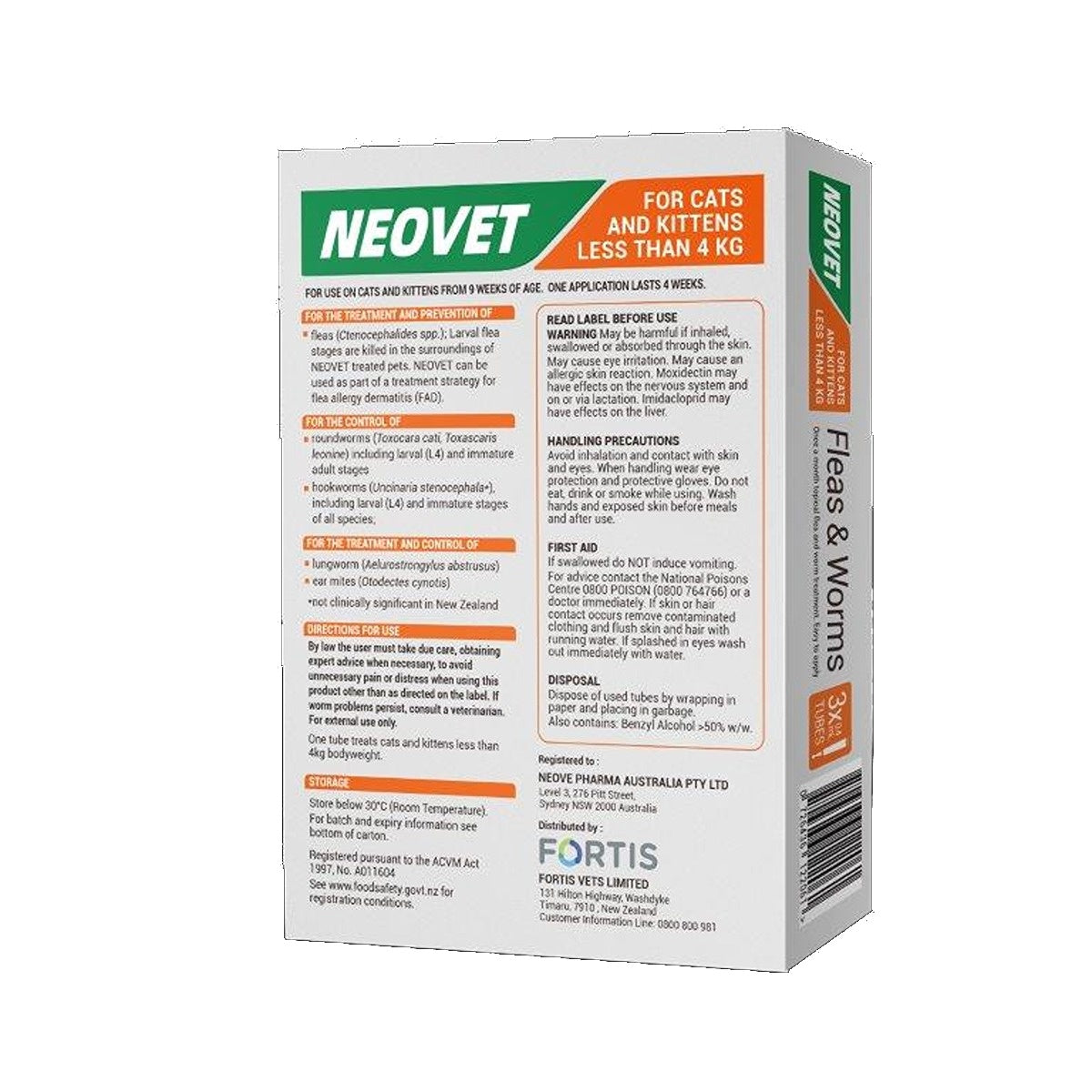 Neovet Spot-on Flea & Worm Treatment For Cats & Kittens Under 4kg