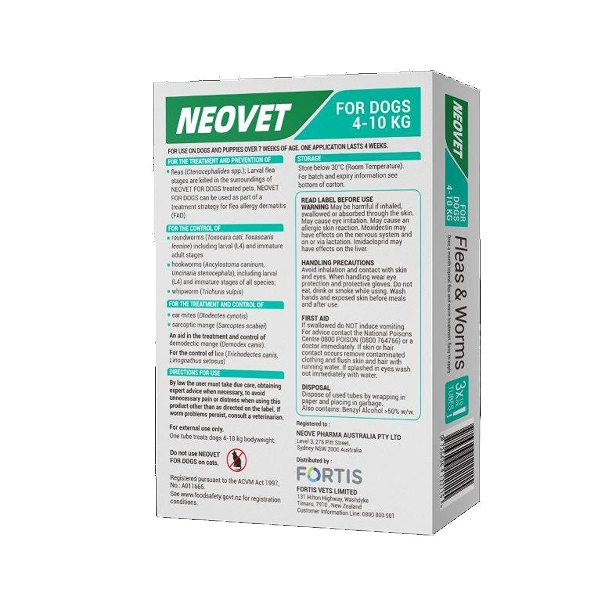 Neovet Spot-On Flea & Worm Treatment For Small Dogs 4-10kg