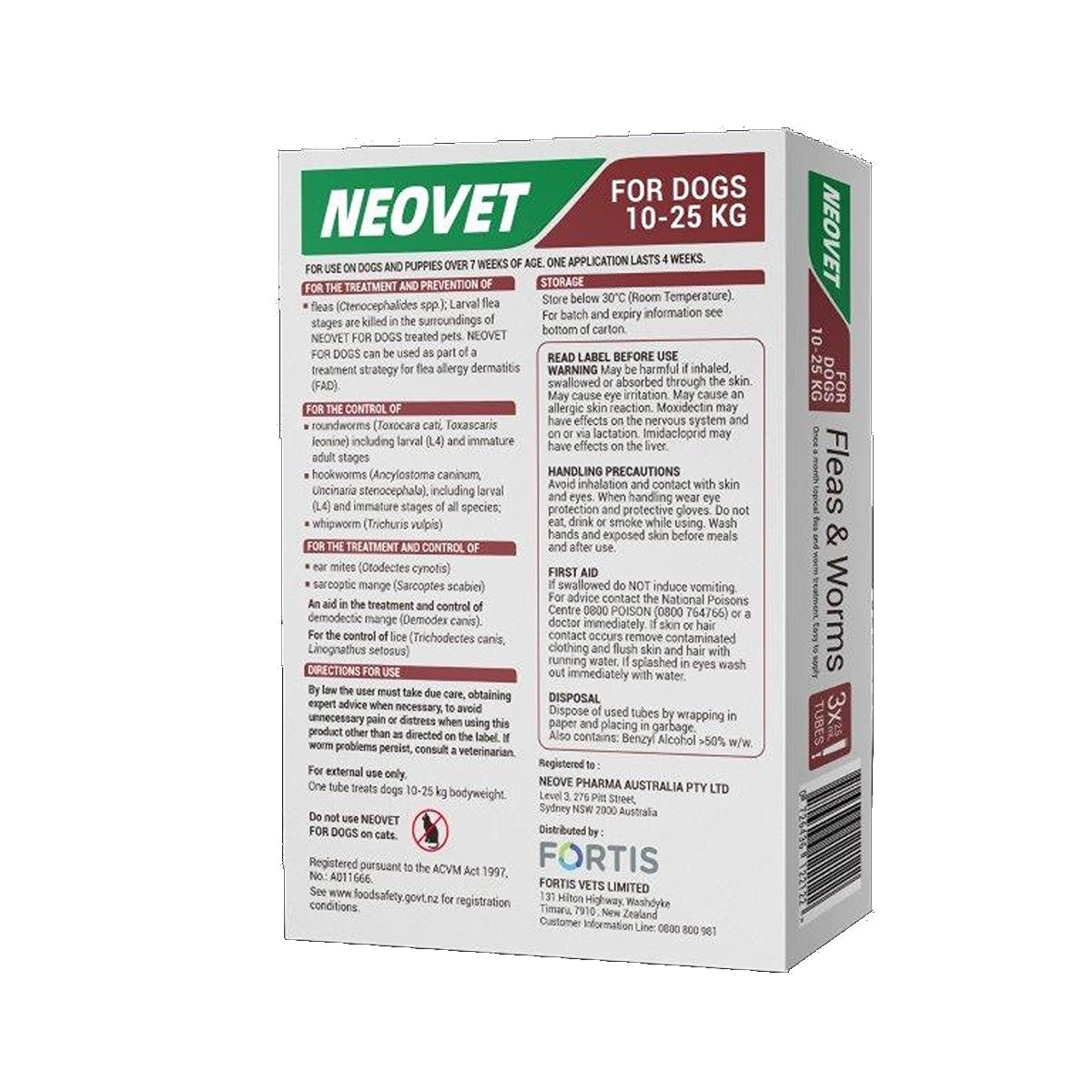 Neovet Spot-On Flea & Worm Treatment For Medium Dogs 10-25kg