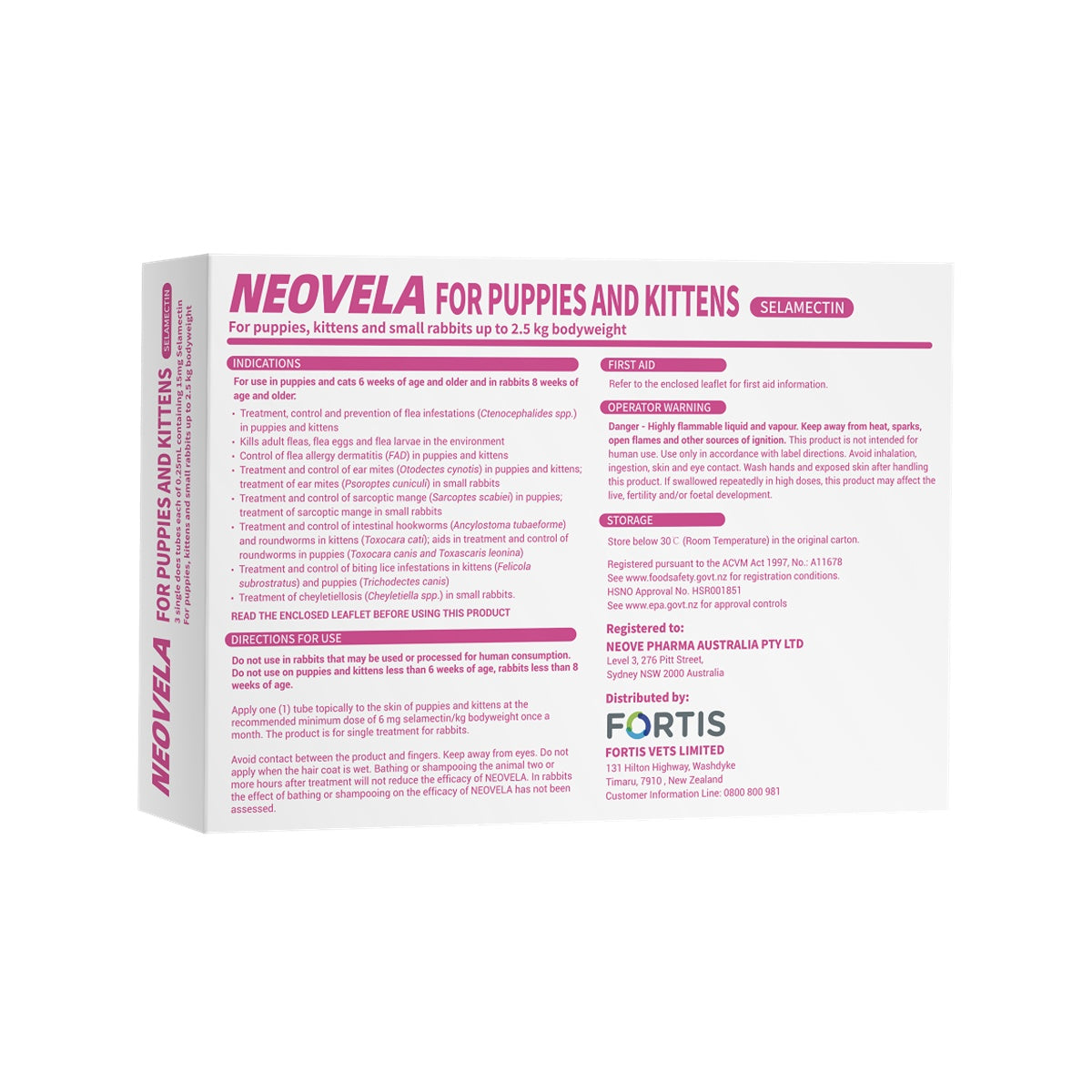 Neovela Spot-On Flea & Worm Treatment For Puppies & Kittens <2.5kg