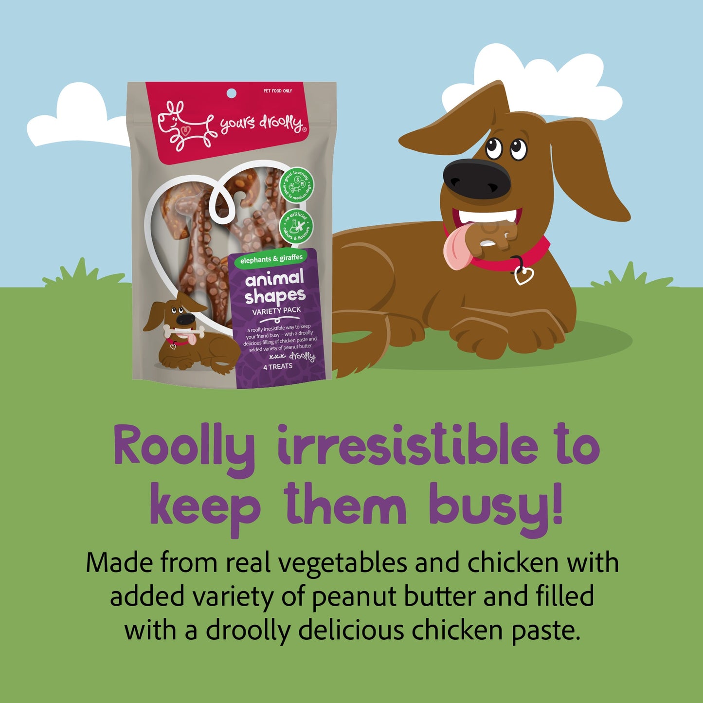 Yours Droolly Animal Variety Shapes with Chicken Paste Dog Treats