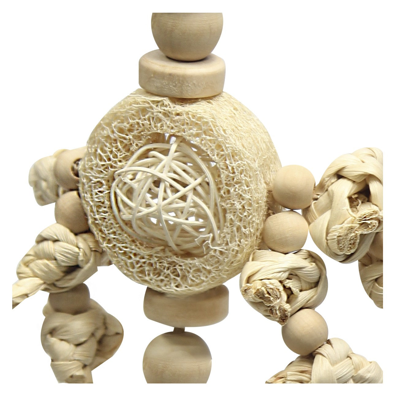 Avi One Rattan Ball with Corn Leaf & Loofah Bird Toy