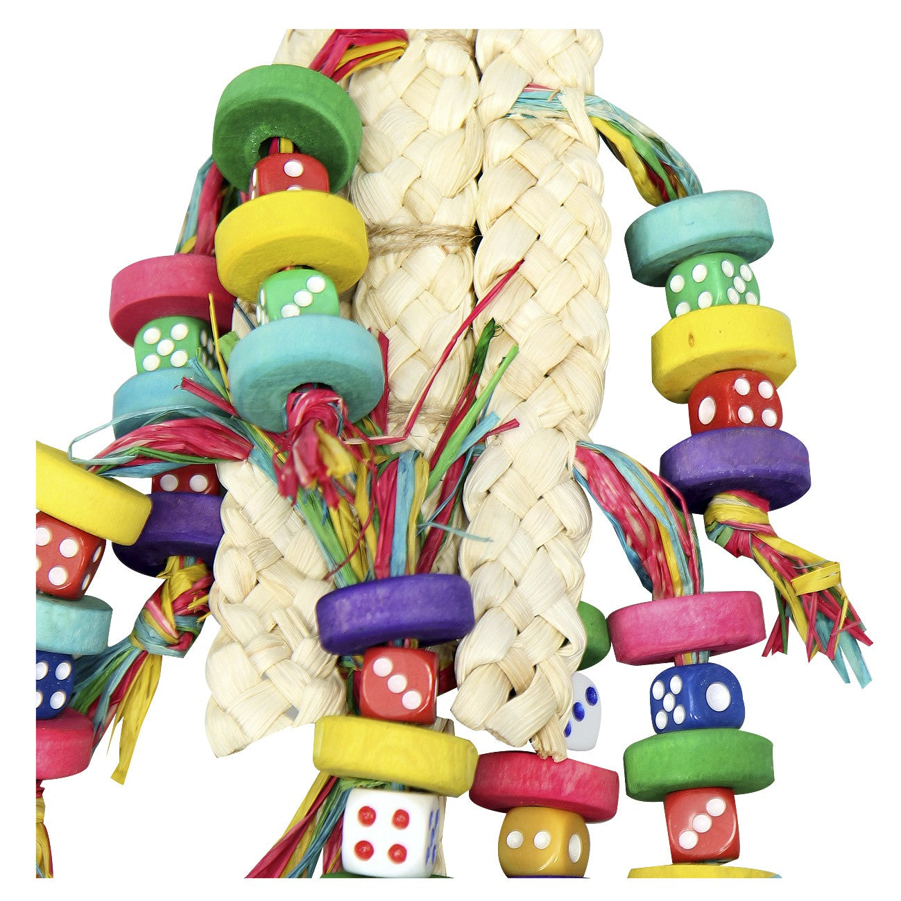 Avi One Wooden Beads with Raffia & Corn Leaf Bird Toy