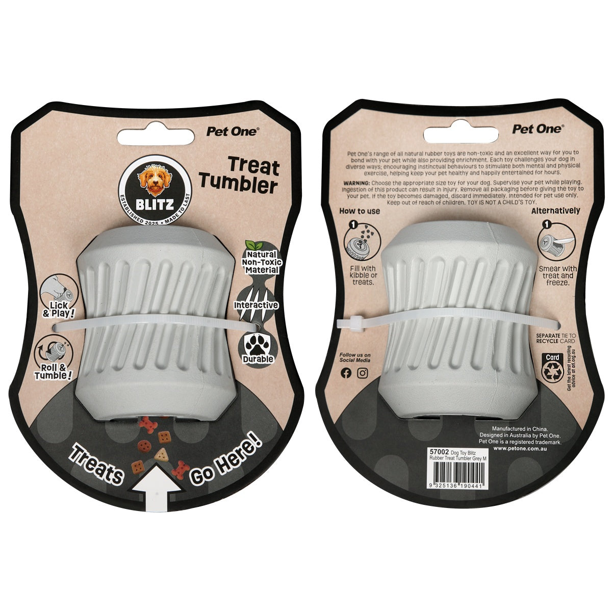 Blitz Rubber Treat Tumbler Dog Toy