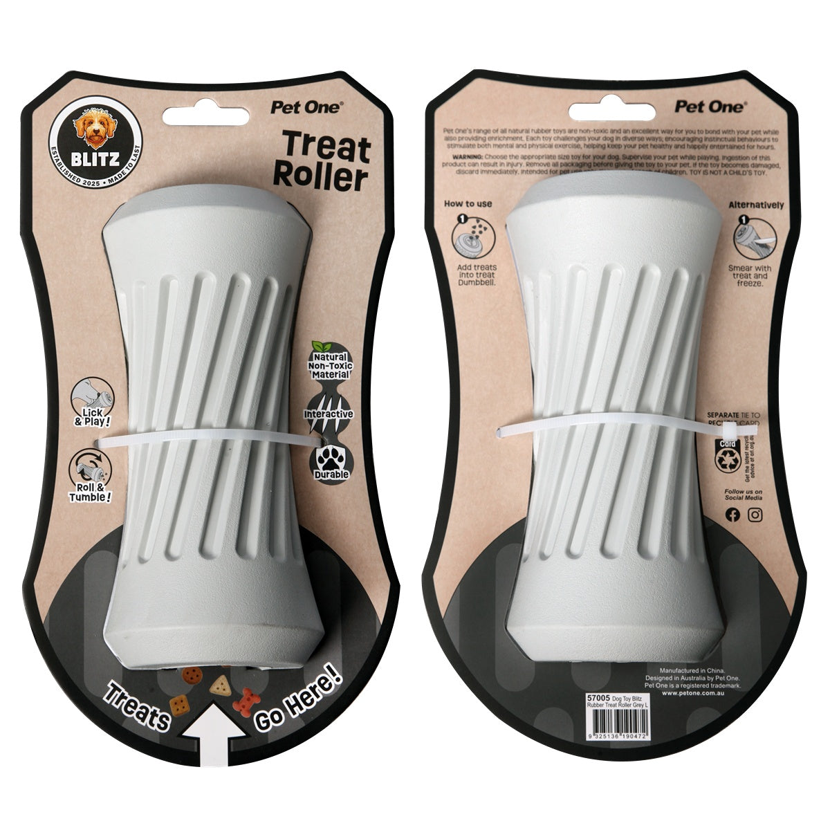 Blitz Rubber Treat Roller Dog Toy