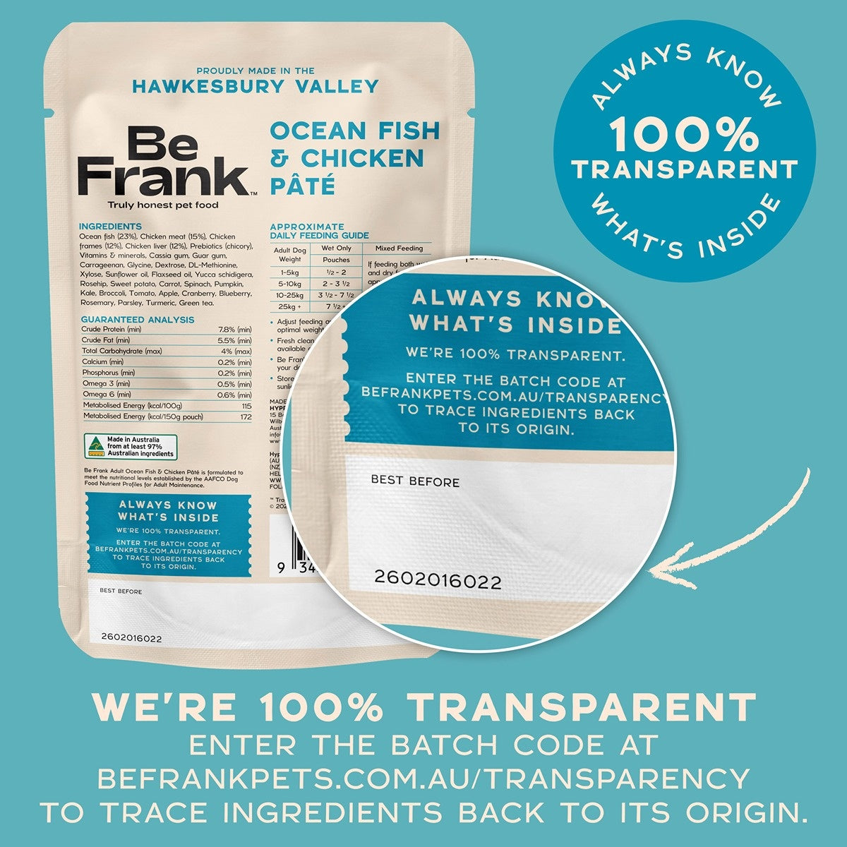 Be Frank Adult Ocean Fish & Chicken Pate Wet Dog Food