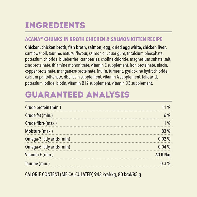 ACANA Chicken & Salmon Chunks in Broth Kitten Wet Food