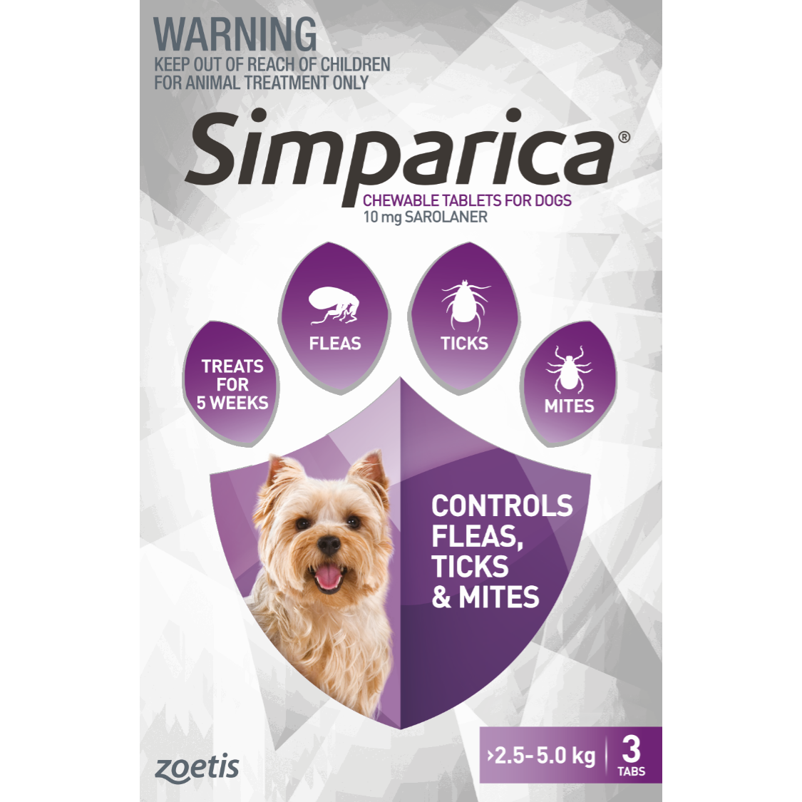 Simparica Chewable Flea Treatment for Extra Small Dogs 2.5-5kg