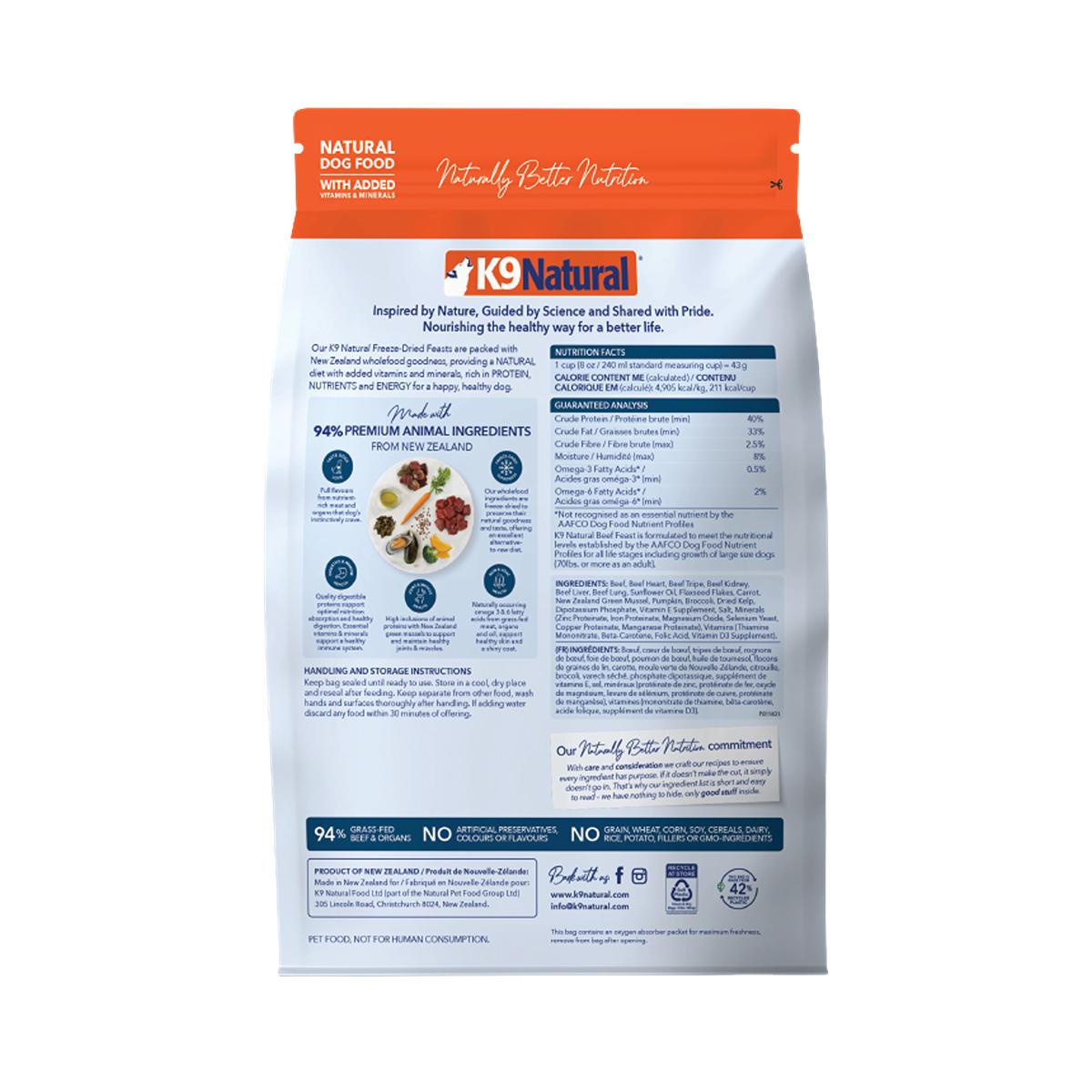 K9 Natural Grain-Free Freeze-Dried NZ Beef Dog Food