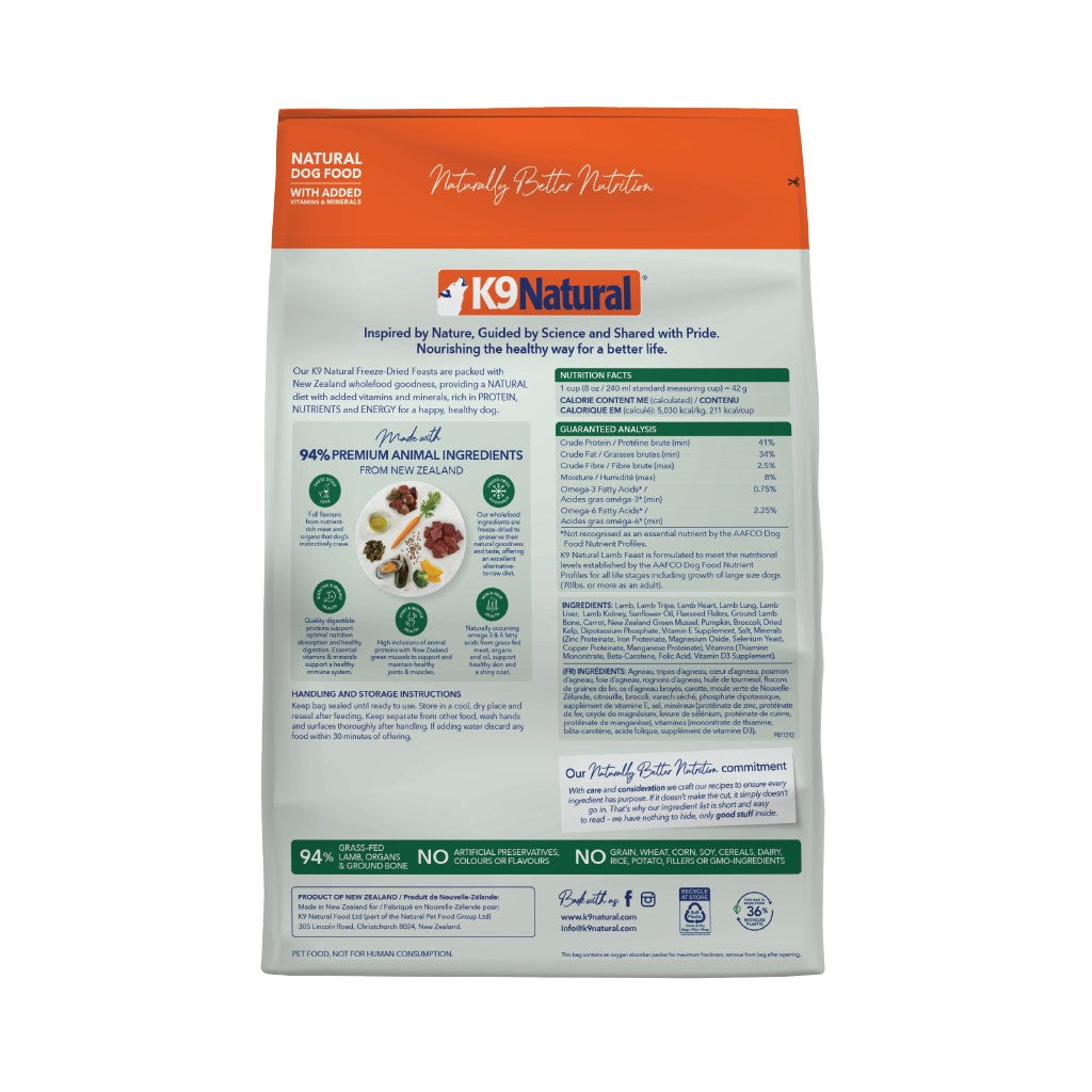 K9 Natural Freeze-Dried NZ Lamb Feast Dog Food