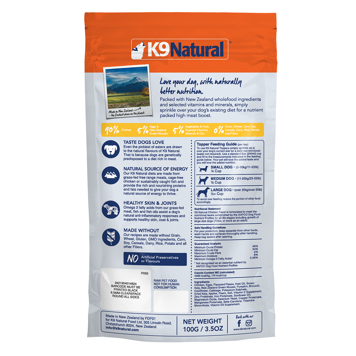 K9 Natural Freeze Dried Chicken Dog Food Topper