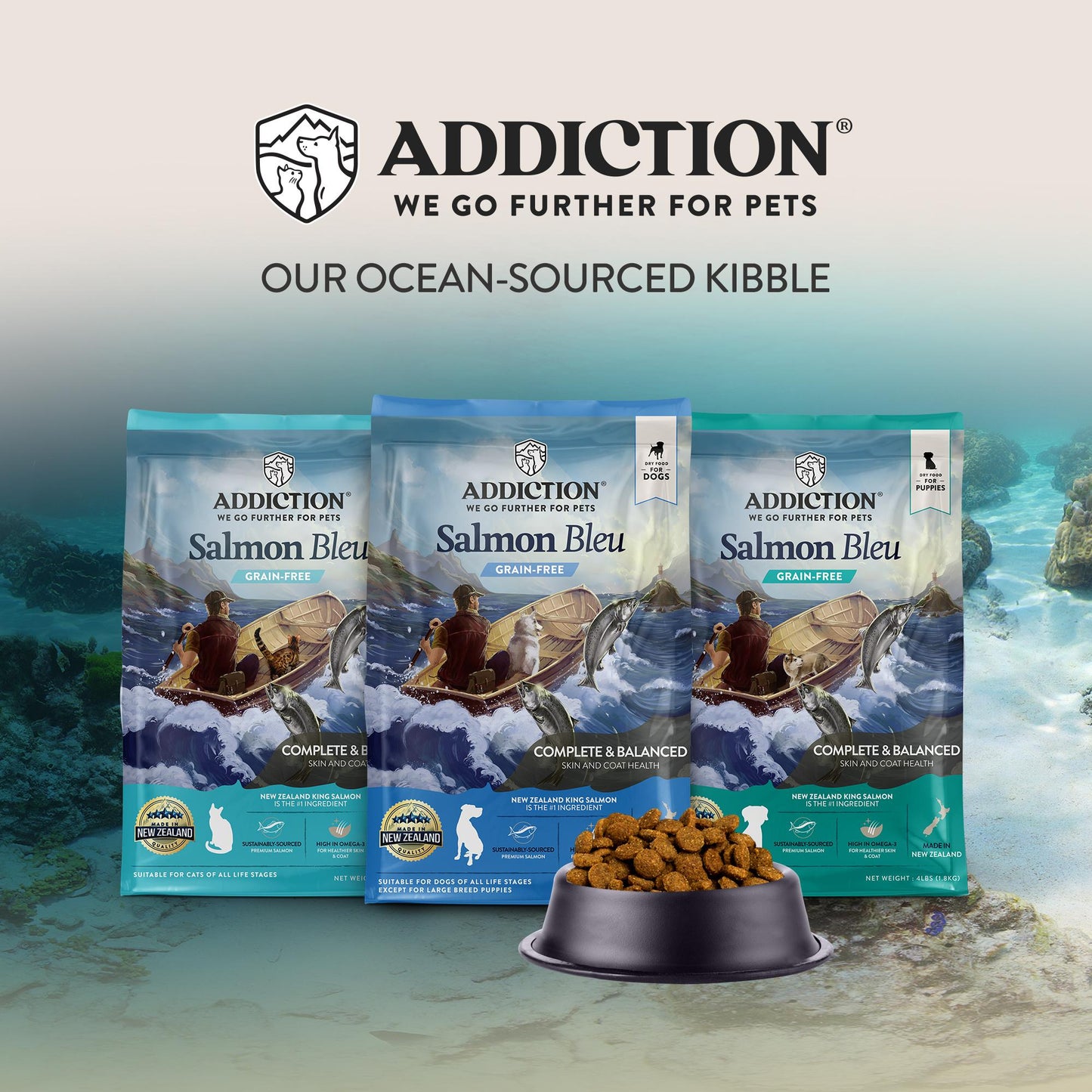 Addiction Salmon Bleu Skin & Coat Dry Puppy Food