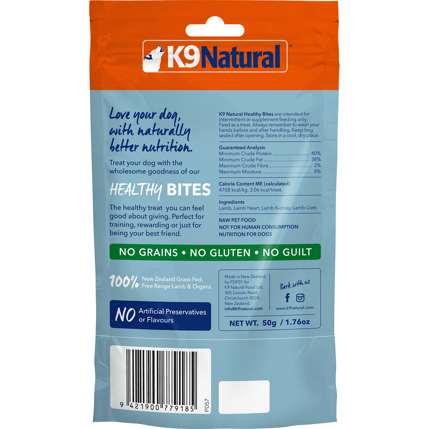 K9 Natural Freeze Dried Lamb Healthy Bites Dog Treats 50g