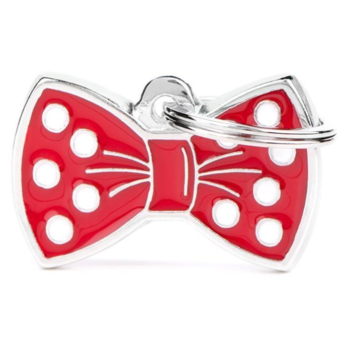 My Family Red Bow Charm Pet ID Tag