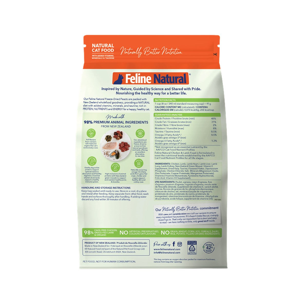 Feline Natural Freeze-Dried NZ Chicken & Lamb Feast Cat Food