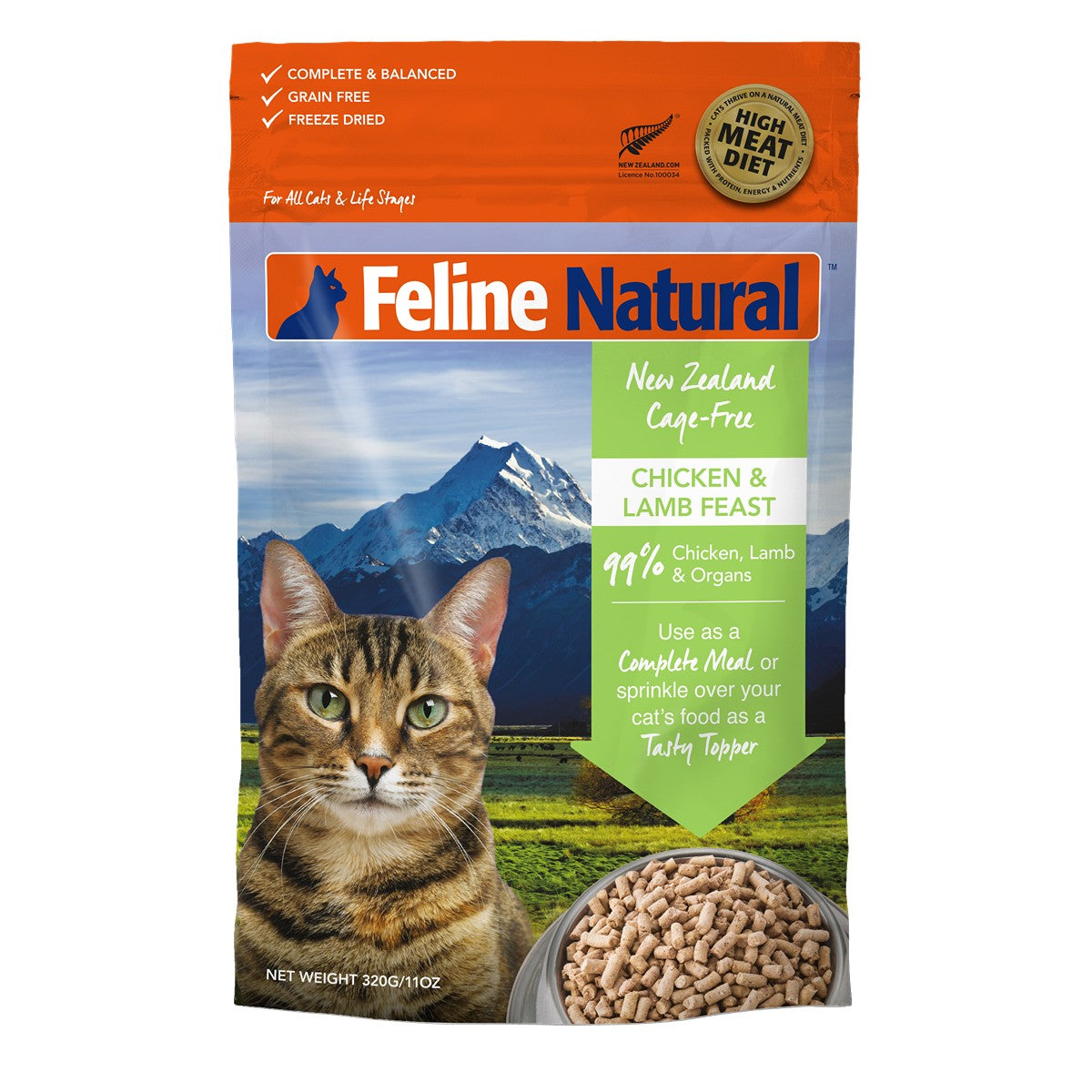 Feline Natural Freeze-Dried NZ Chicken & Lamb Feast Cat Food