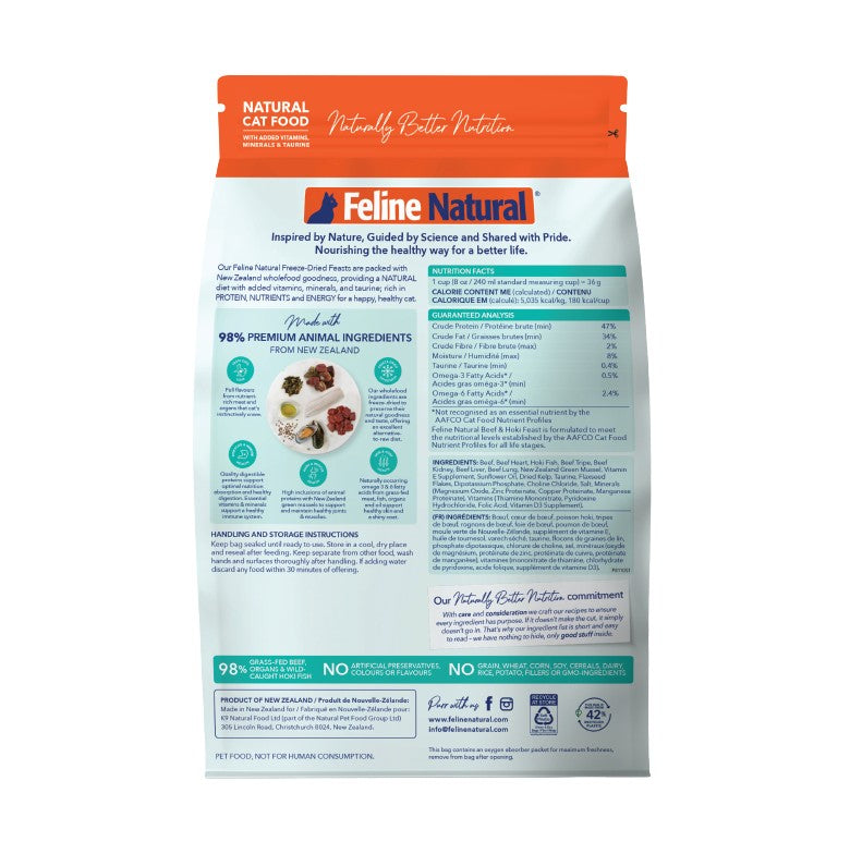 Feline Natural Freeze-Dried NZ Beef & Hoki Feast Cat Food