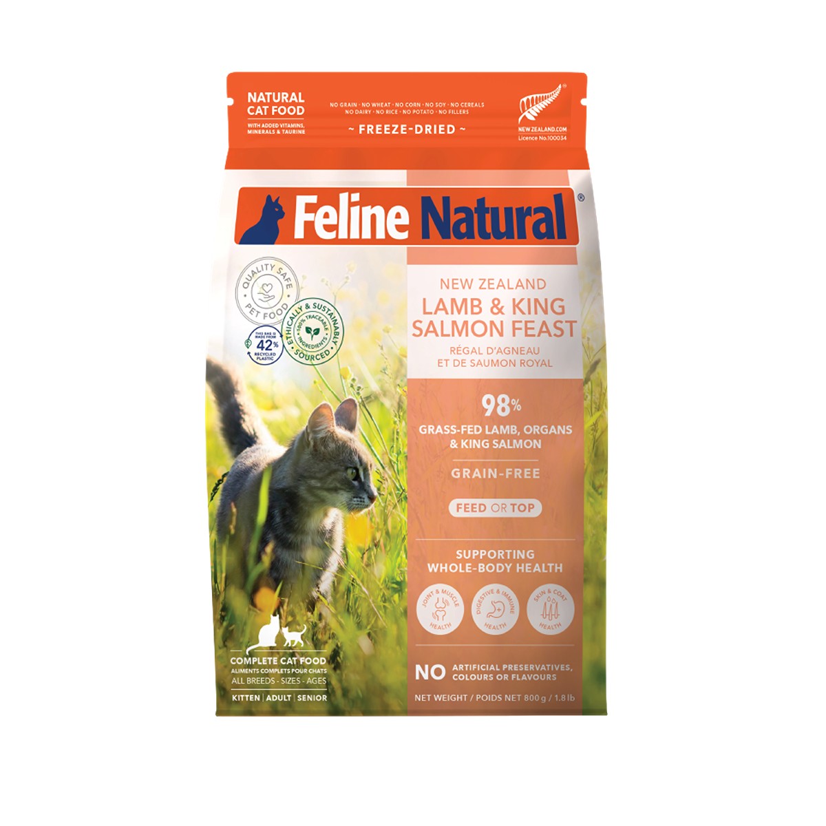 Feline Natural Freeze-Dried NZ Lamb & King Salmon Feast Cat Food