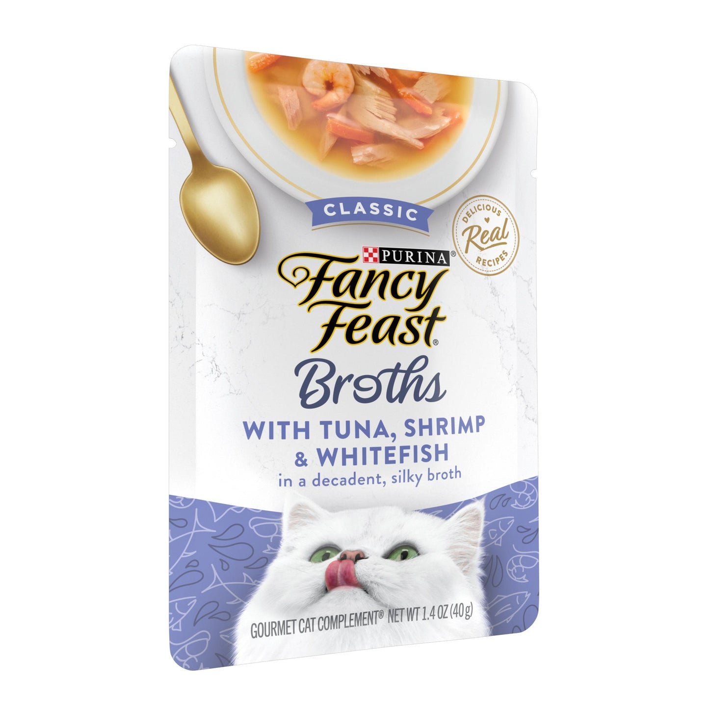 Fancy Feast Classic Broths Tuna Shrimp Whitefish Wet Cat Food