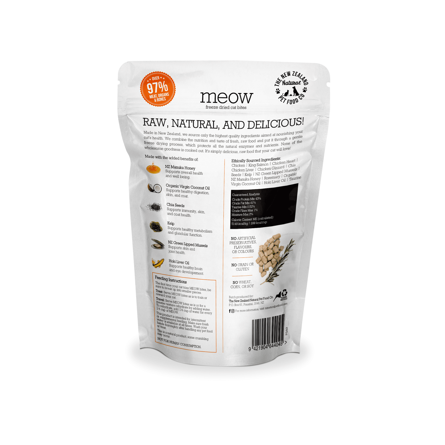 Meow Chicken & Salmon Freeze Dried Cat Treats 50g
