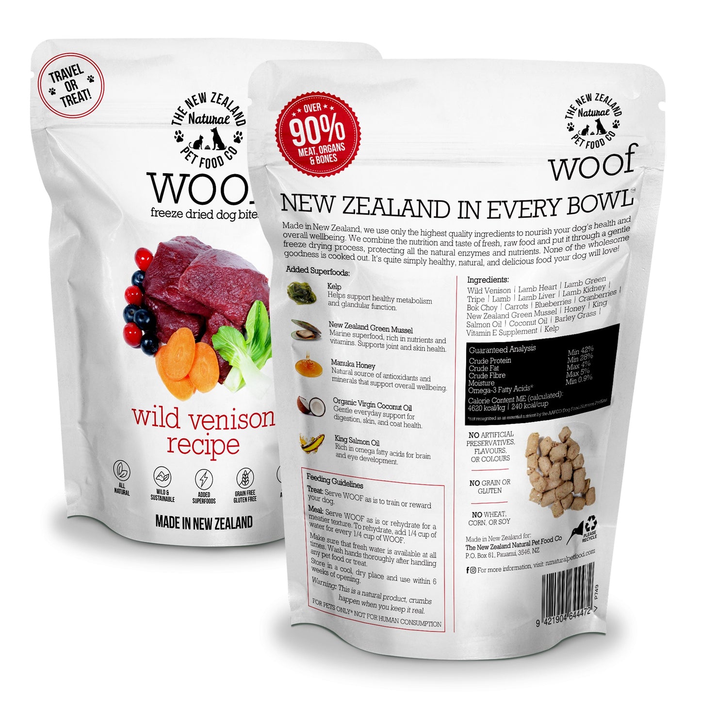 Woof Freeze Dried Wild Venison Dog Treats