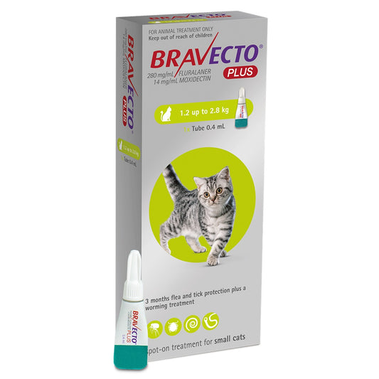 Bravecto Plus Spot-on Treatment for Small Cats 1.2-2.8kg