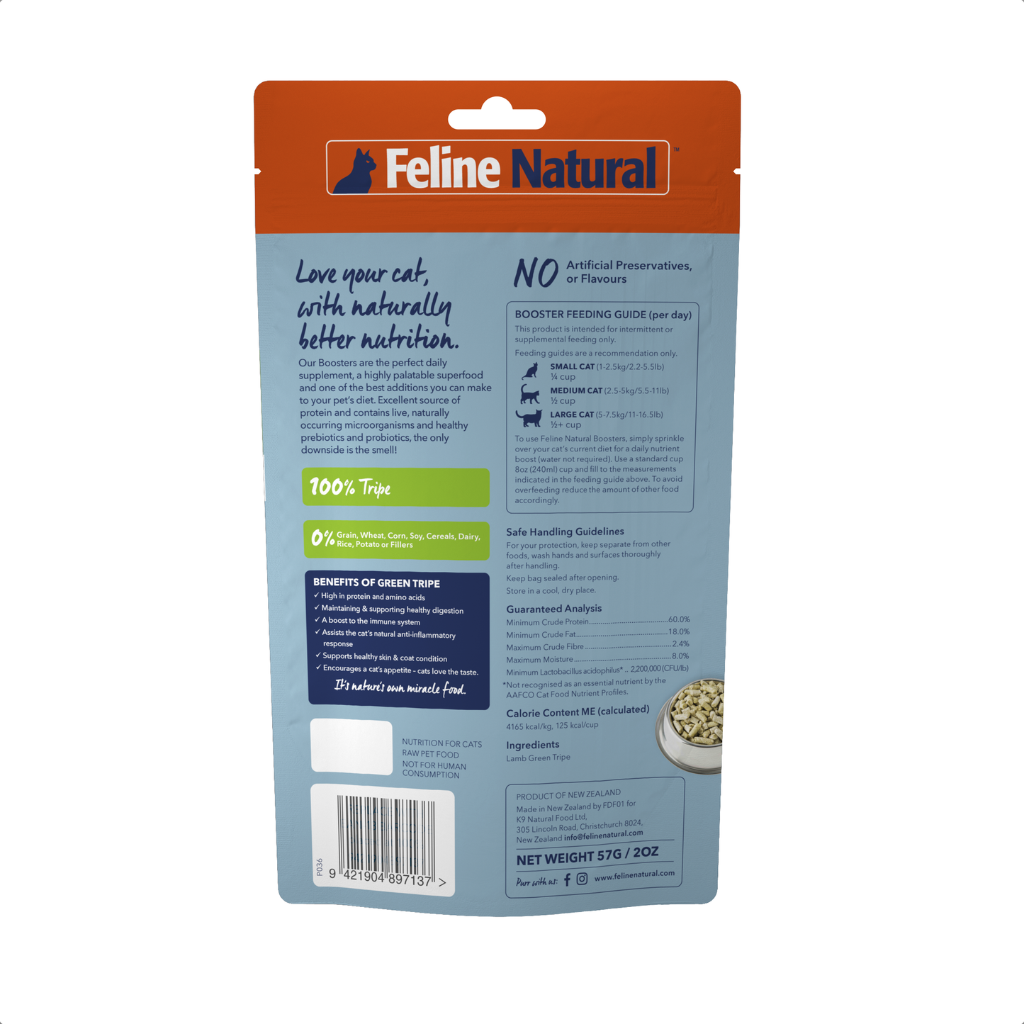 Feline Natural Lamb Green Tripe Booster Cat Food