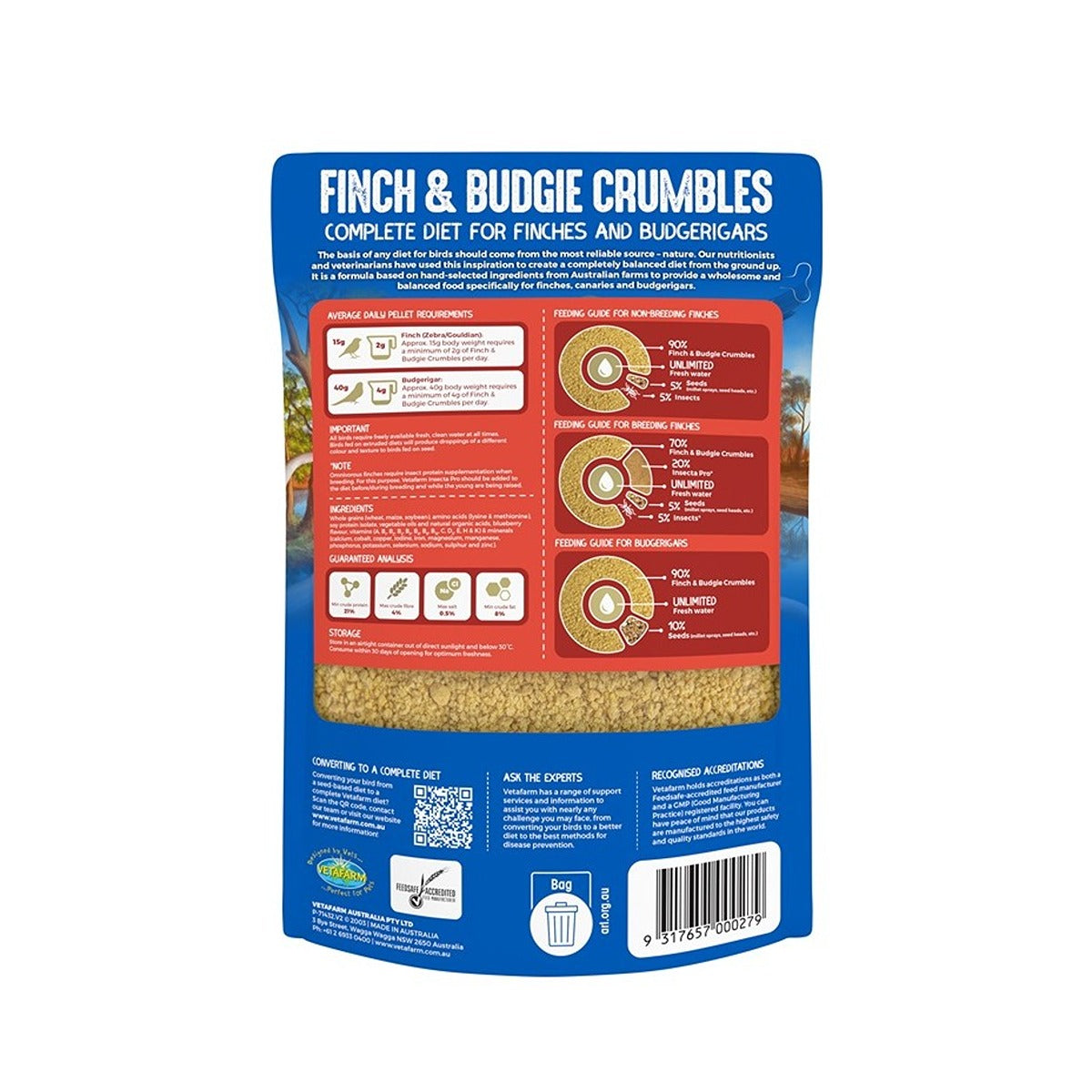Vetafarm Finch & Budgie Crumbles Bird Food