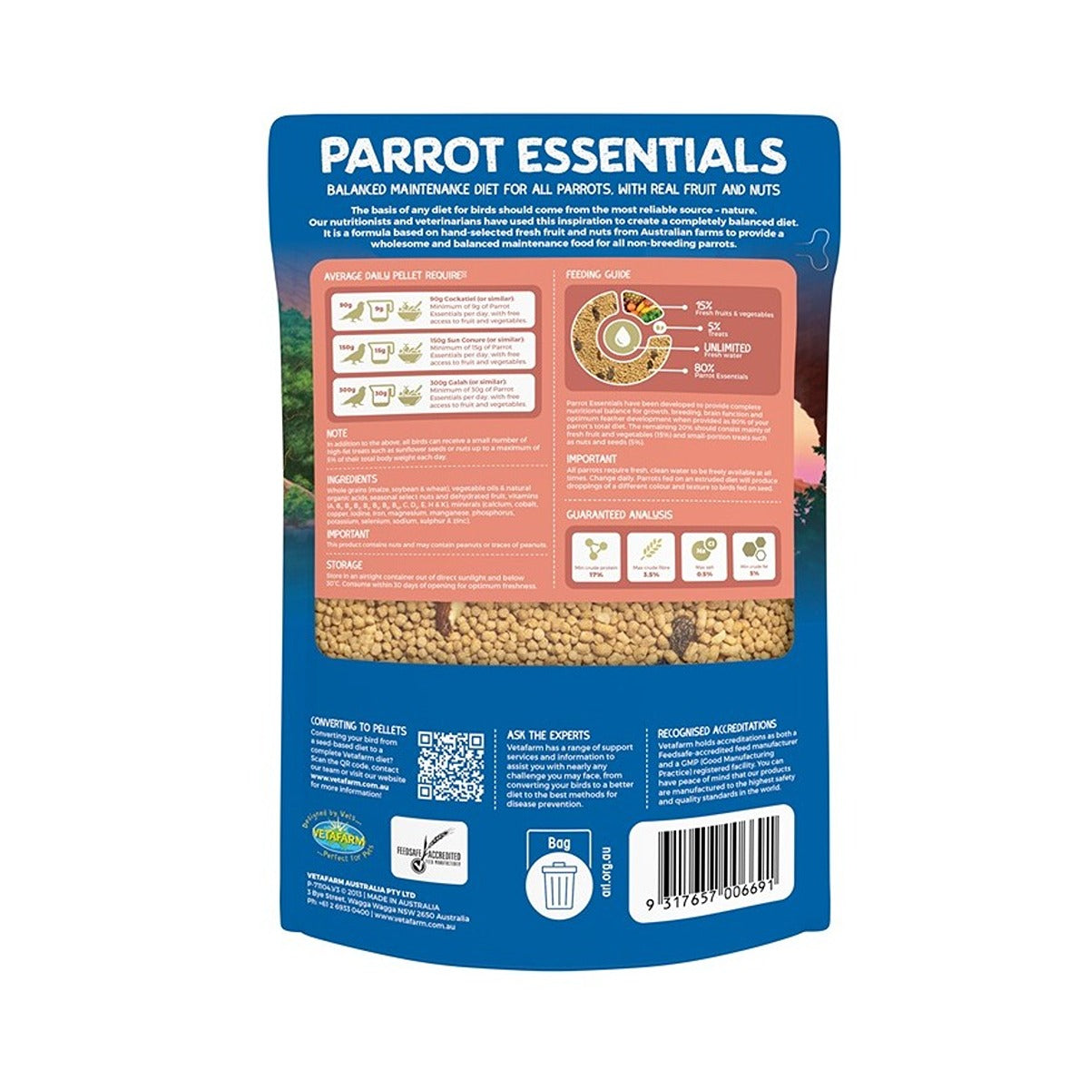 Vetafarm Parrot Essentials Bird Food