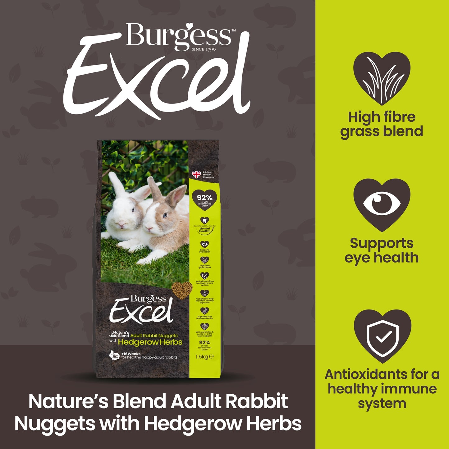 Burgess Excel Natures Blend Adult Rabbit Nuggets