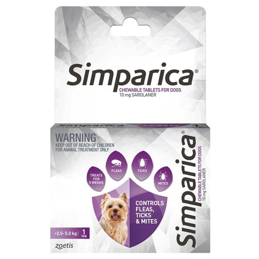 Simparica Chewable Flea Treatment for Extra Small Dogs 2.5-5kg
