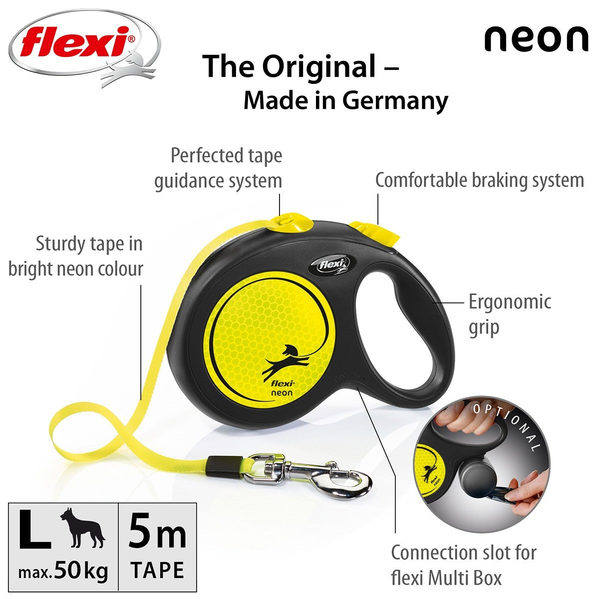 Flexi New Classic Neon Tape Retractable Lead 5m