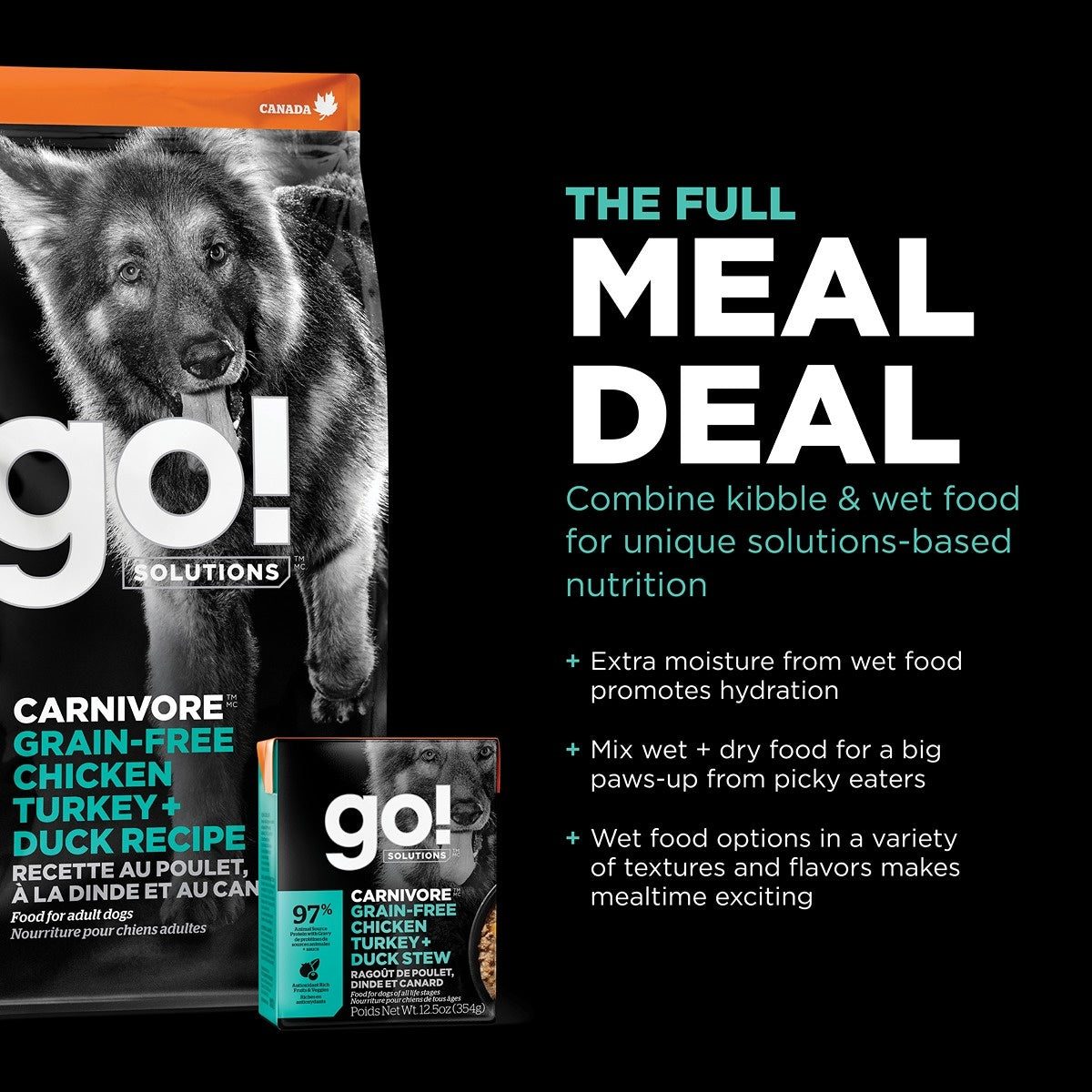 Go! Solutions CARNIVORE Chicken, Turkey & Duck Grain Free Dry Dog Food