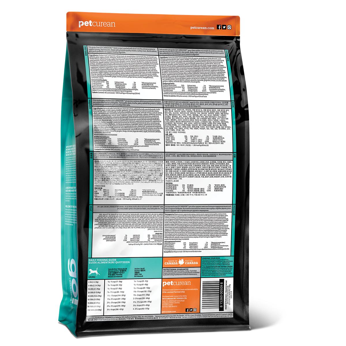 Go! Solutions CARNIVORE Chicken, Turkey & Duck Grain Free Dry Dog Food