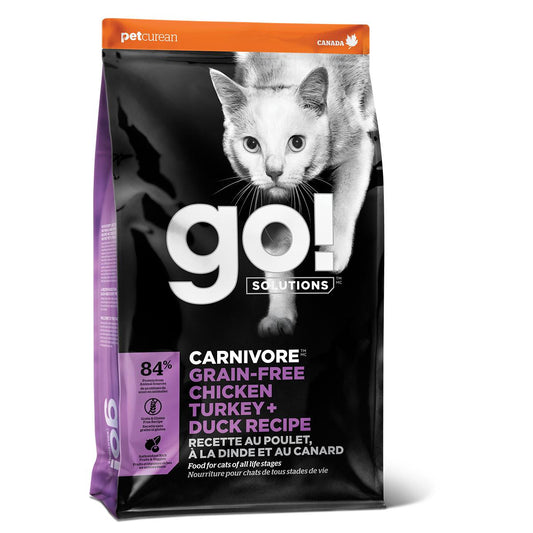 GO! Solutions CARNIVORE Diet Grain Free Chicken, Turkey & Duck Dry Cat Food