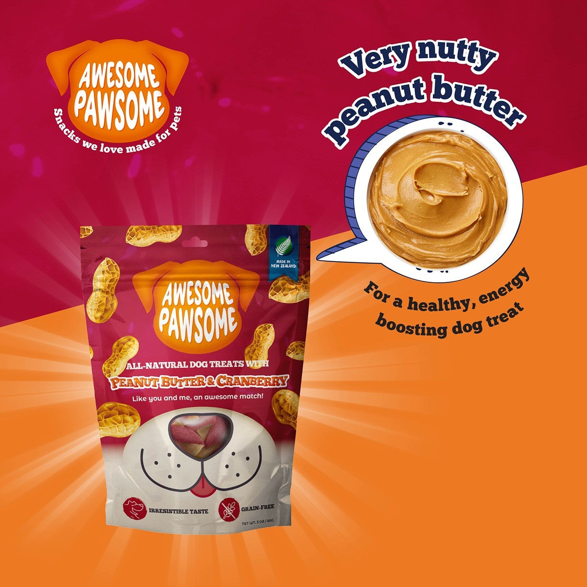 Awesome Pawsome Peanut Butter & Cranberry Dog Treats