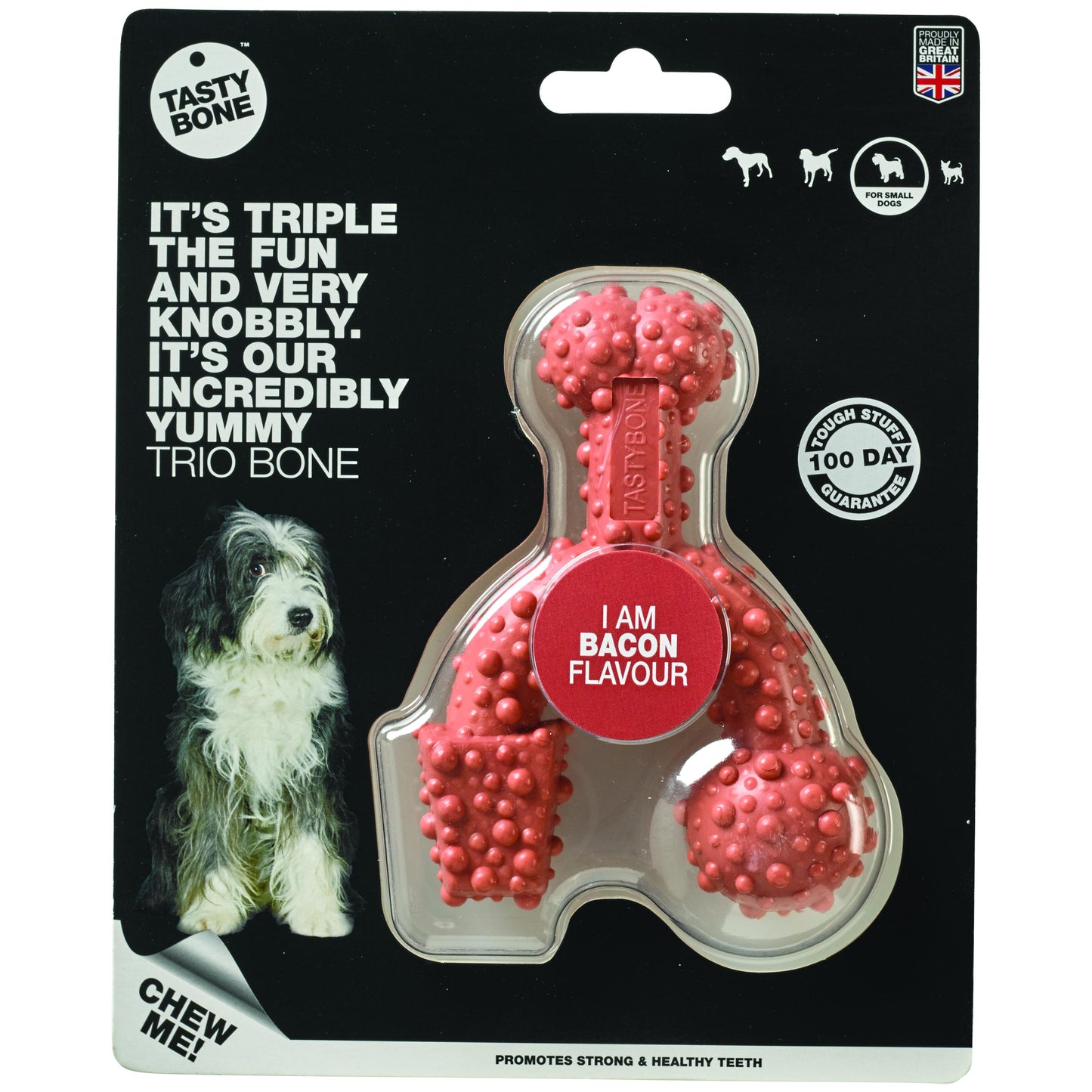 Tasty Bone Trio Bacon Dog Chew Toy
